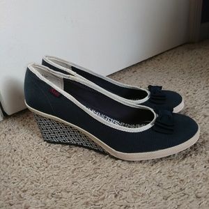 Keds Bliss Navy Bow Wedges